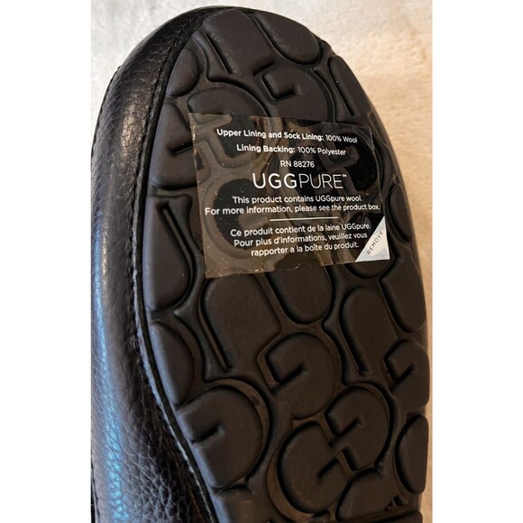 UGG Pure Ascot Mens Pebble Black Leather Sheepskin Slipper Size 8 US New in Box